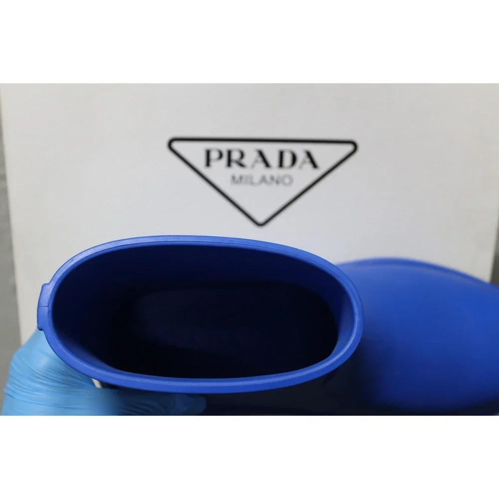 Prada Blue Rubber Rain Boots – EU 44 Designer Waterproof Booties